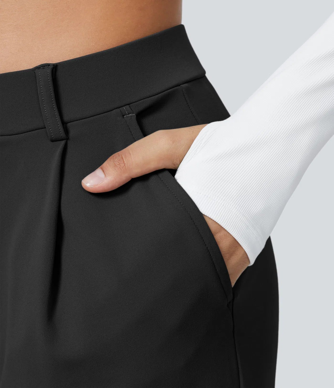 High-Waisted Straight Leg Trousers with Pockets – Smart Casual Fit