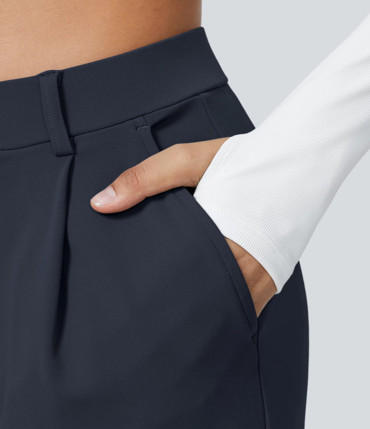 High-Waisted Straight Leg Trousers with Pockets – Smart Casual Fit