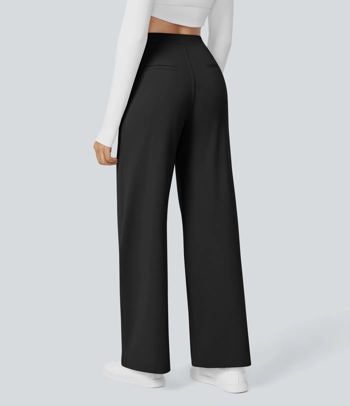 High-Waisted Straight Leg Trousers with Pockets – Smart Casual Fit