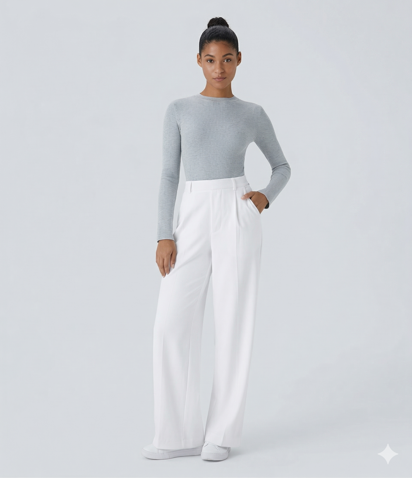 High-Waisted Straight Leg Trousers with Pockets – Smart Casual Fit