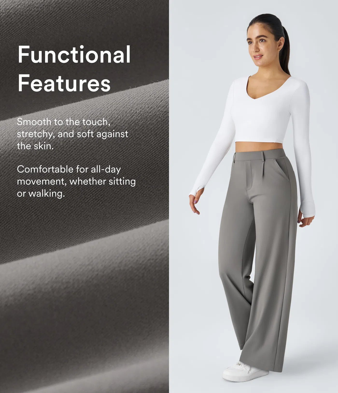 High-Waisted Straight Leg Trousers with Pockets – Smart Casual Fit