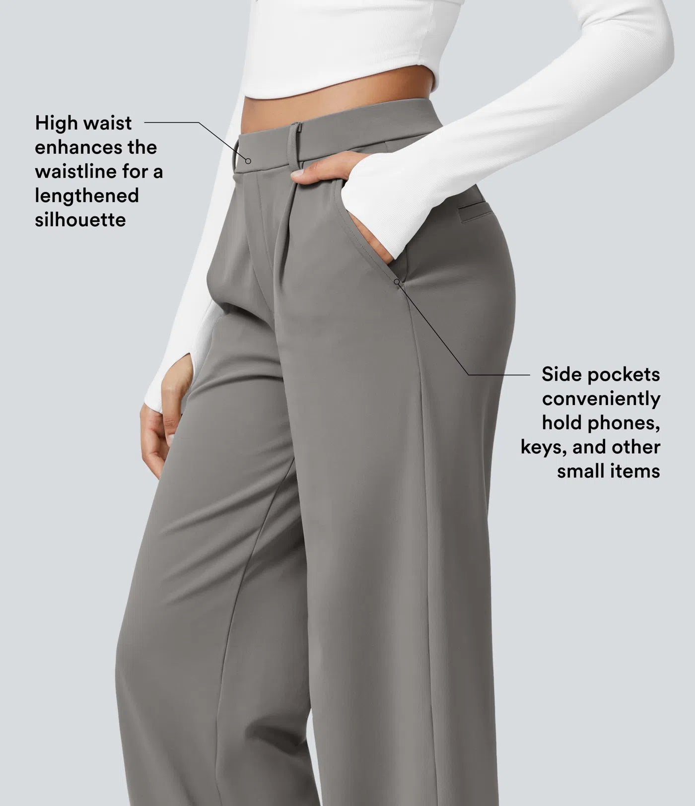 High-Waisted Straight Leg Trousers with Pockets – Smart Casual Fit
