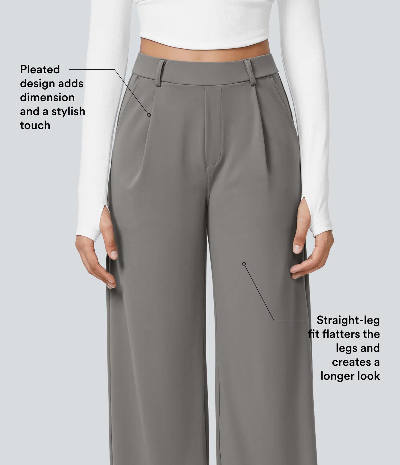 High-Waisted Straight Leg Trousers with Pockets – Smart Casual Fit