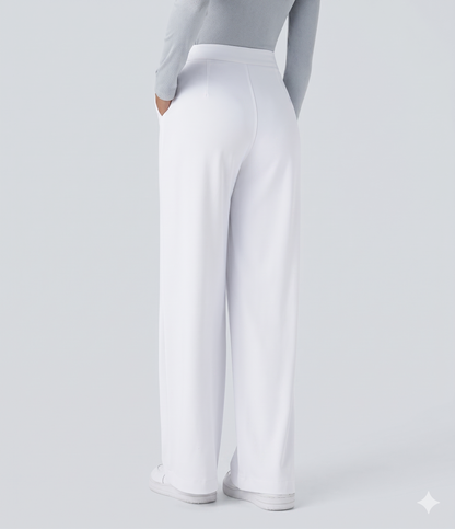 High-Waisted Straight Leg Trousers with Pockets – Smart Casual Fit