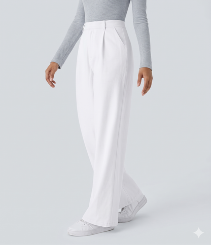High-Waisted Straight Leg Trousers with Pockets – Smart Casual Fit