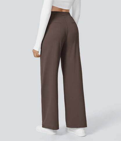 High-Waisted Straight Leg Trousers with Pockets – Smart Casual Fit