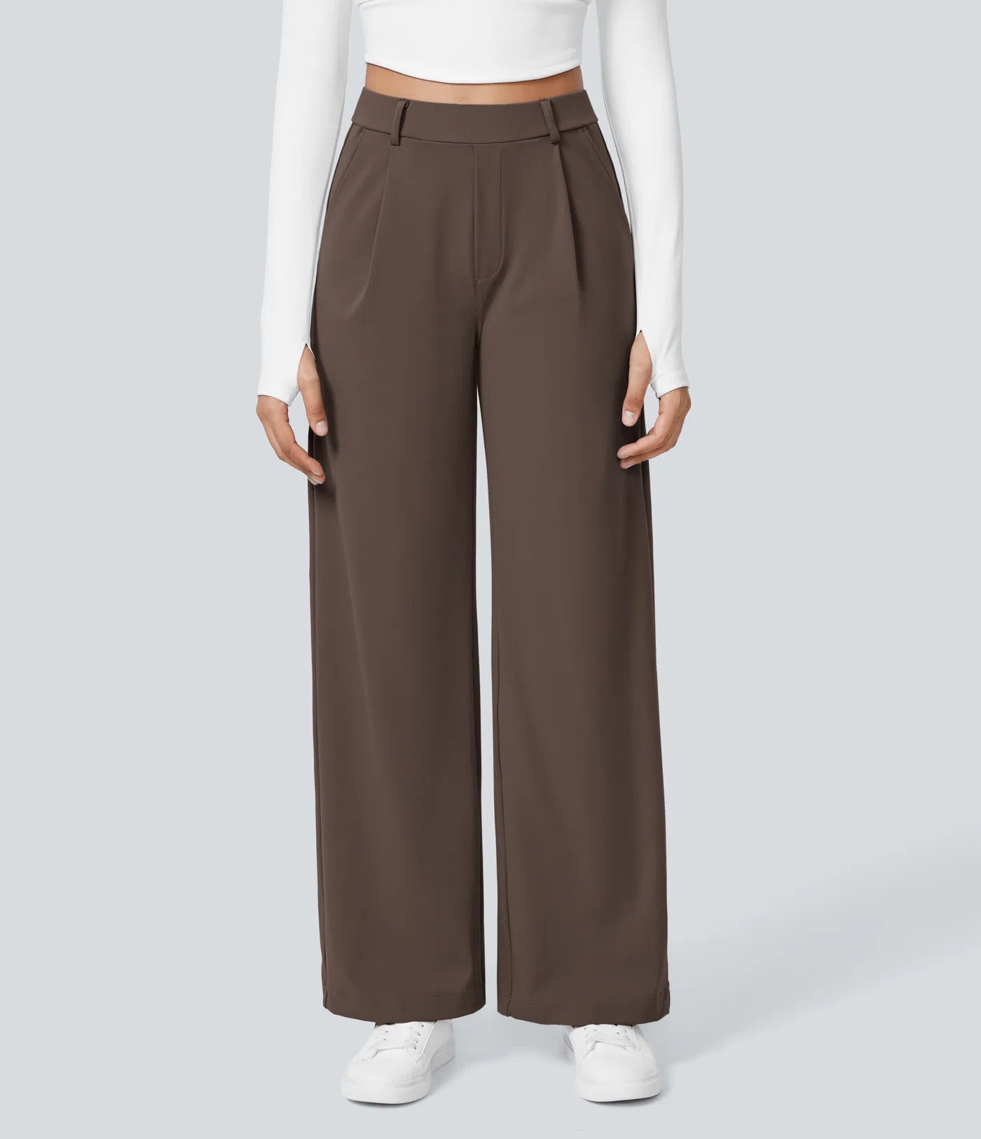 High-Waisted Straight Leg Trousers with Pockets – Smart Casual Fit