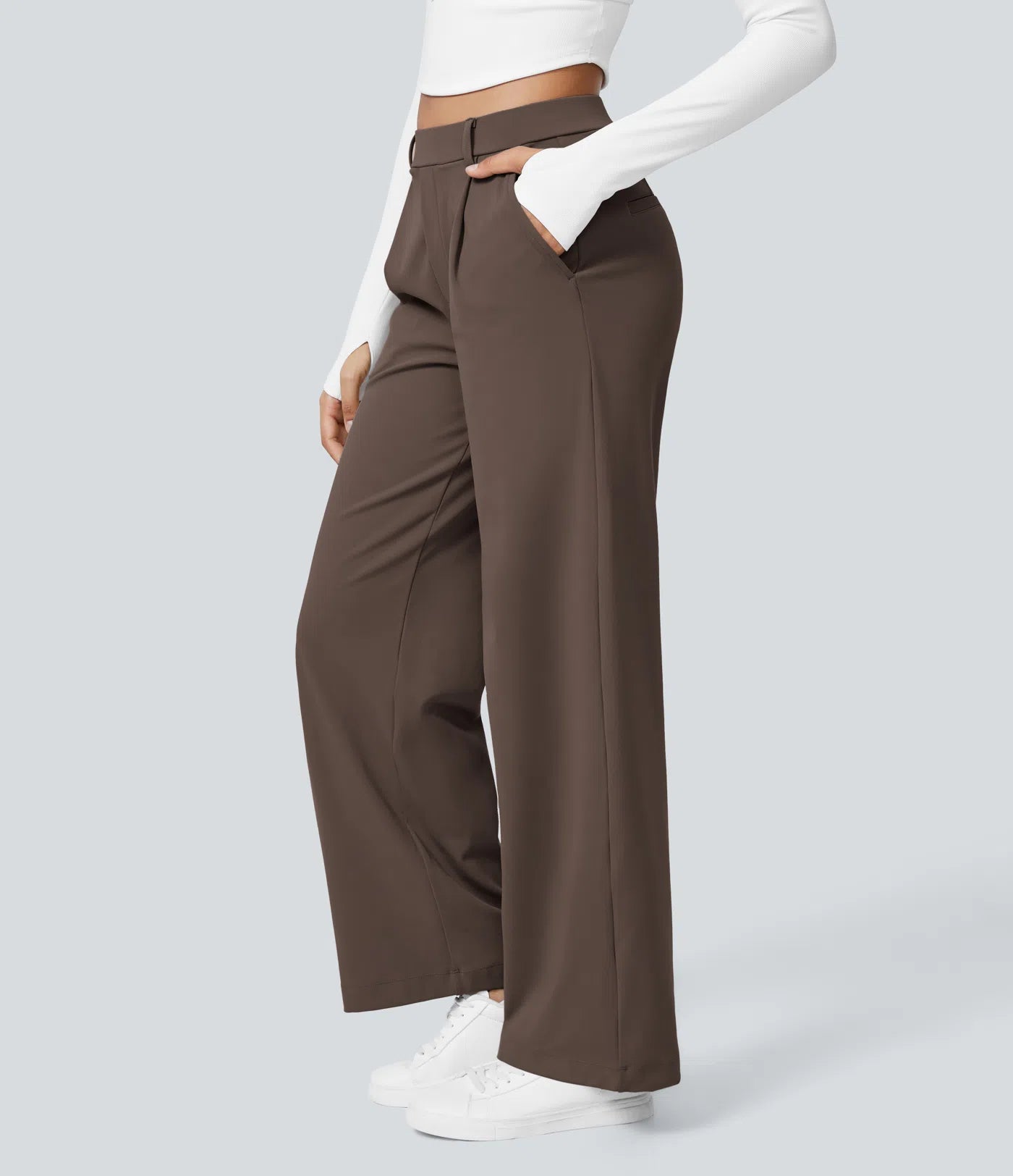 High-Waisted Straight Leg Trousers with Pockets – Smart Casual Fit